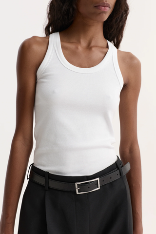 Scoop-Neck Rib Top | Optic White