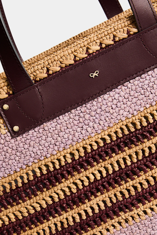 E/W Raffia Stripe Tote | Iris