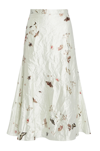 Printed Textured Satin A Line Midi Skirt | Cabinet Of Curiosity Ivory