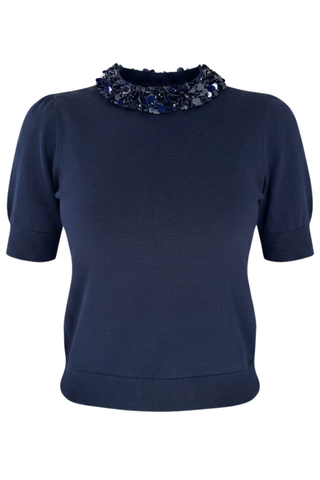 Jude SS Embellished Top | Midnight