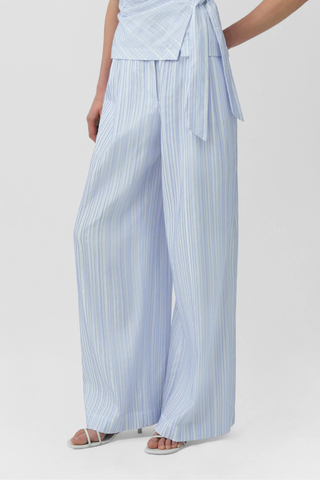 Grace Wide Leg Pant | Blue Stripe