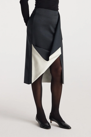 Sculptural Double-Satin Skirt | Black/White