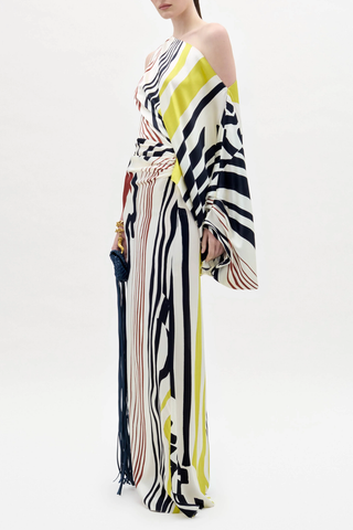 Dotty Dress | Distorted Multi Color Stripes