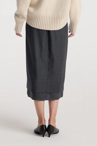 Boxer Detailed Skirt | Dark Grey Melange