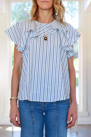 Amaia Sleeveless Top | Chalk Stripe