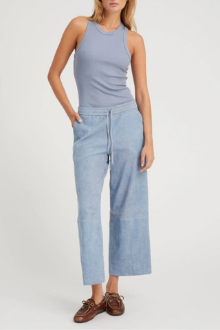 Suede Cropped Baggy Pants | Vintage Denim