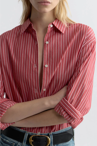 Yorke Striped Cotton Shirt | Red And White Stripe