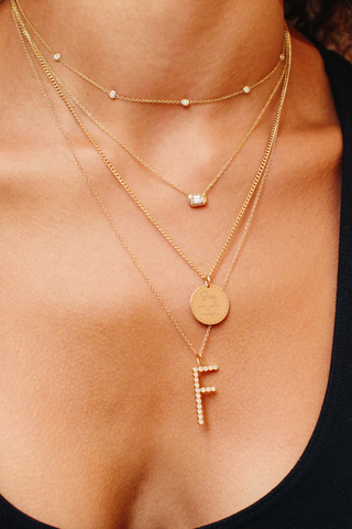 14K 5 Floating Diamond Station Necklace