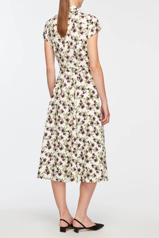 Isabeli Dress | Lillies Purple/Olive On Ivory