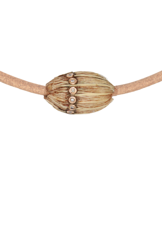 L Coquito Bead with Brilliant Diamonds on Leather Cord