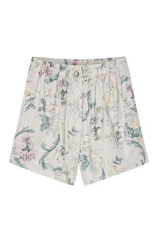 "Peonia My Love" Linen Blend Hopsack Bermuda Shorts | Glicine