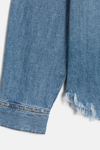 Distressed Western Shirt | Vintage Biker Blue Stud