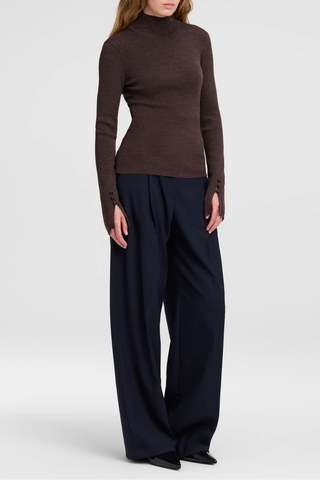 Jett Knit Merino Turtleneck Top | Coffee