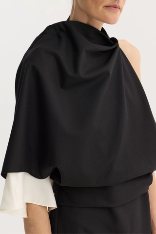 Draped Open Back Dress | Black