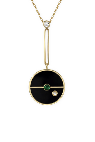Signature Compass Pendant Necklace | Black Onyx and Emerald