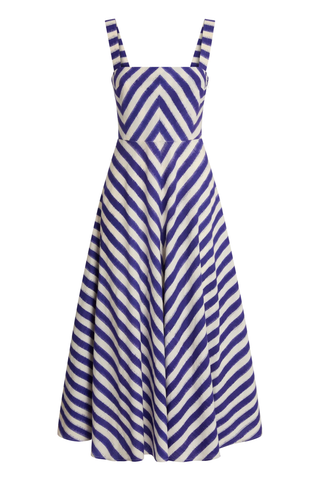Margherita Ikat Stripes Dress | Cobalt