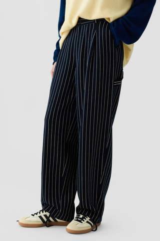 Pinstripe Carpenter Pant | Navy/Butter