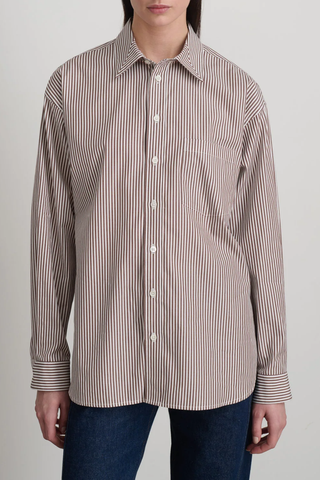 Nolan Shirt | Brown/White Stripe