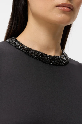 Capitol Dress With Crystal Collar | Black