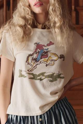 The Little Tee W/ Rider Graphic | Washed White