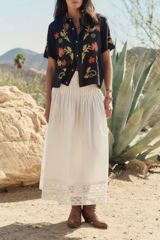 The Embroidered Paloma Top | Black
