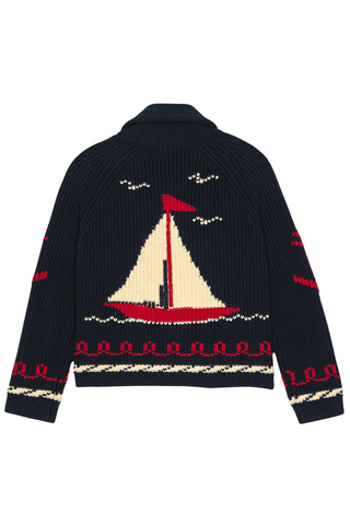 The Sailboat Lodge Cardigan | Dark Navy