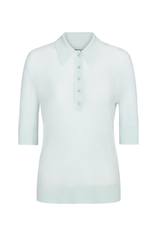 Open Stitch Slim Polo | Blue Flower