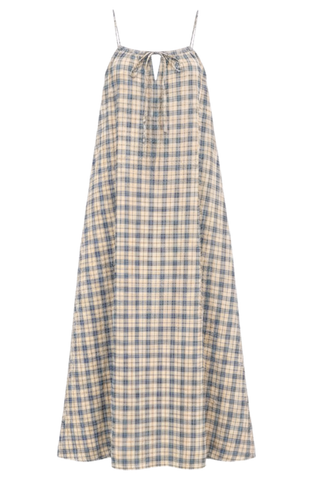 Bob Dress | Blue/Beige Seersucker Check