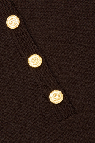 Elisabetta Knit Bodysuit | Dark Brown/Gold