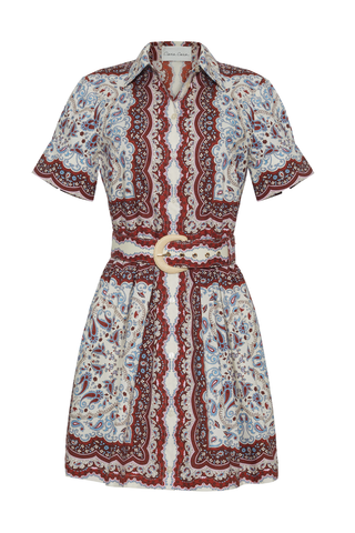 Malena Mini Dress | Paisley Scarf Ivory