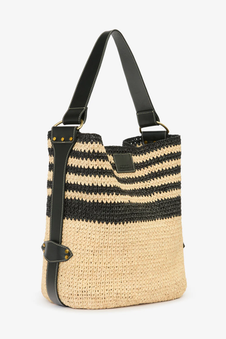 Bayia Striped Shoulder Bag | Black/Natural