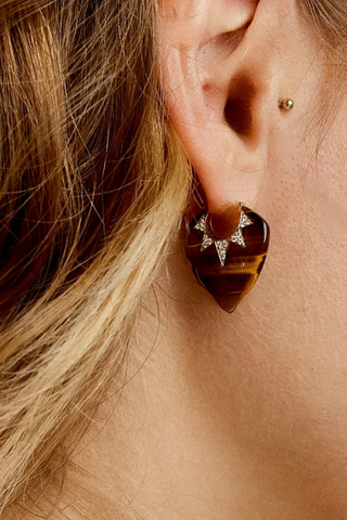 Classic Guitar Pick Earrings | Tiger's Eye
