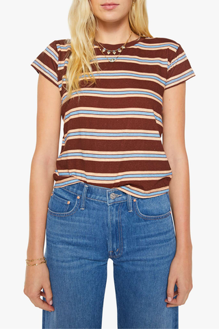 The Boxy Goodie Goodie Tee | Rum Raisin Stripe