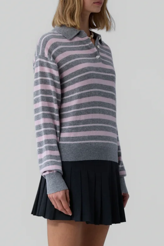 Collegiate Stripe Polo | Heather Grey Combo