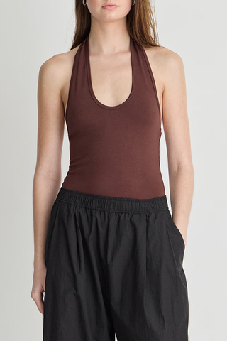 Bodi Halter Bodysuit | Chocolate
