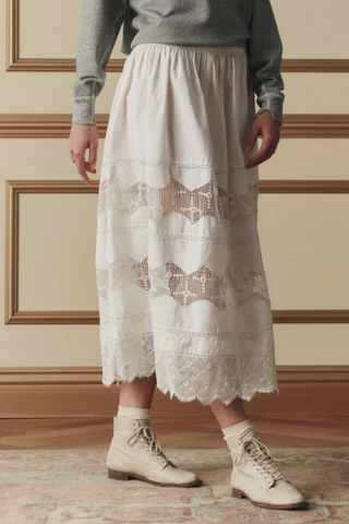 The Rosette Crochet Canary Skirt | Cream