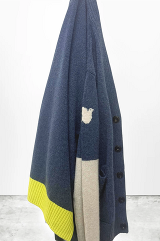 Patch/Pocket Cashmere Lux Cardigan | Mineralblue Mix