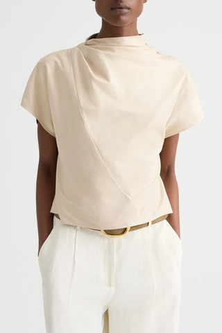 Mock Neck Tee | Creme Brulee