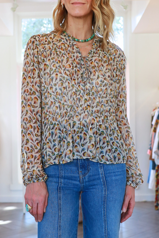 Robbie Silk Long Sleeve Front Tie Blouse | Swan