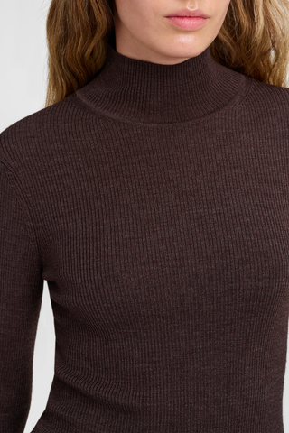 Jett Knit Merino Turtleneck Top | Coffee
