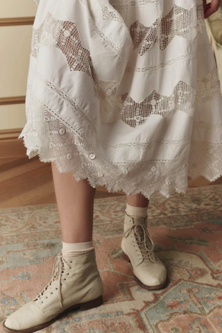 The Rosette Crochet Canary Skirt | Cream
