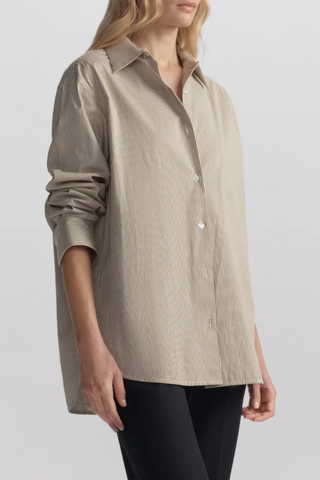 Mason Relaxed Cotton Shirt | Pearl/Aged Bronze