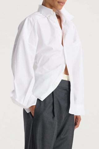Poplin Uneven Collar Shirt | Optic White