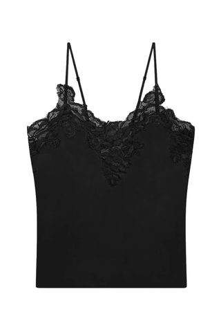 Hana Satin and Lace Camisole Top | Black/Black