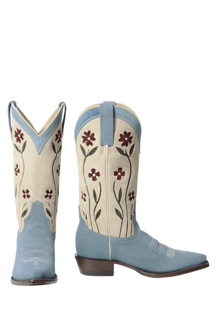 The Suede Cowboy Boot | Washed Indigo Floral
