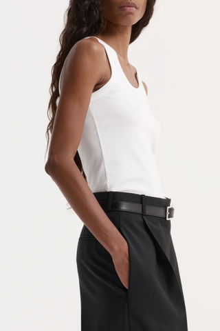 Scoop-Neck Rib Top | Optic White