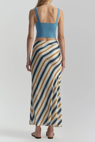 Jean Striped Midi Skirt | Tahoe Blue/Milk Chocolate