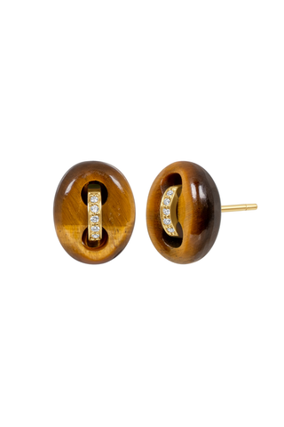 Mini Mariner Studs | Tiger's Eye
