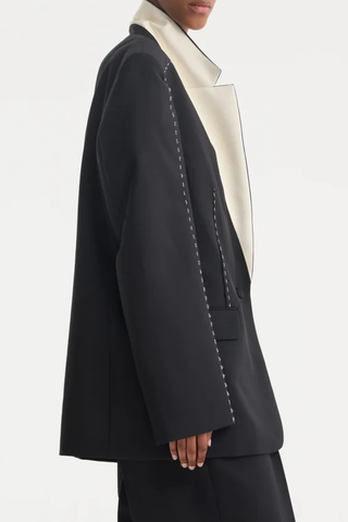 Contrast Detail Blazer | Black