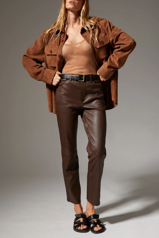 Suede Shacket | Dark Cognac